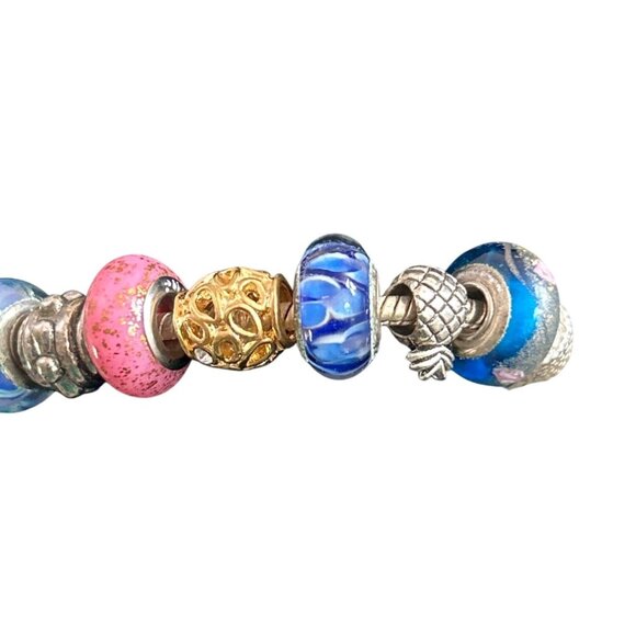 Pugster .925 Charm Bracelet With Multi-Color Beads Silver Accents Glass & Metal - Picture 2 of 9